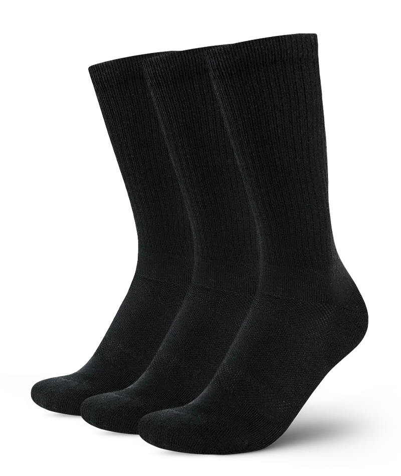 Flagship Black Merino Wool Midweight Crew Socks 3-Pack