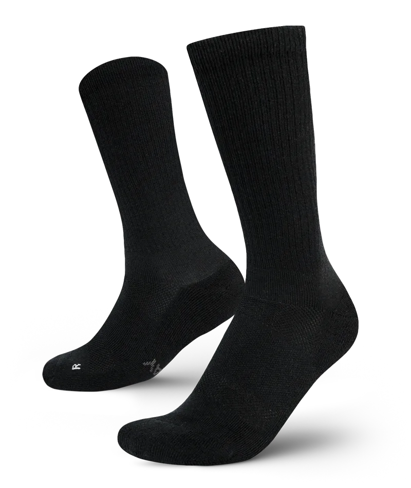 Flagship Black Merino Wool Midweight Crew Socks