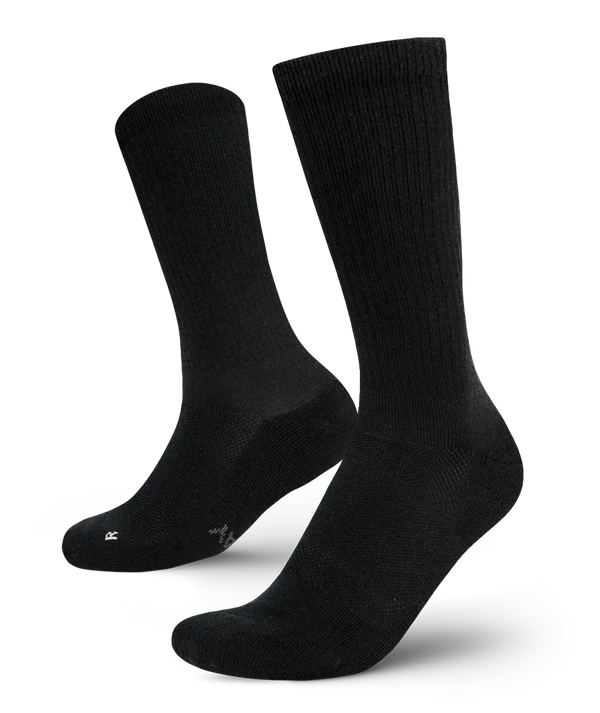 Flagship Black Merino Wool Midweight Crew Socks