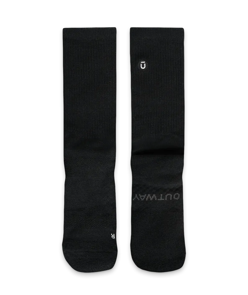 Flagship Black Merino Wool Midweight Crew Socks