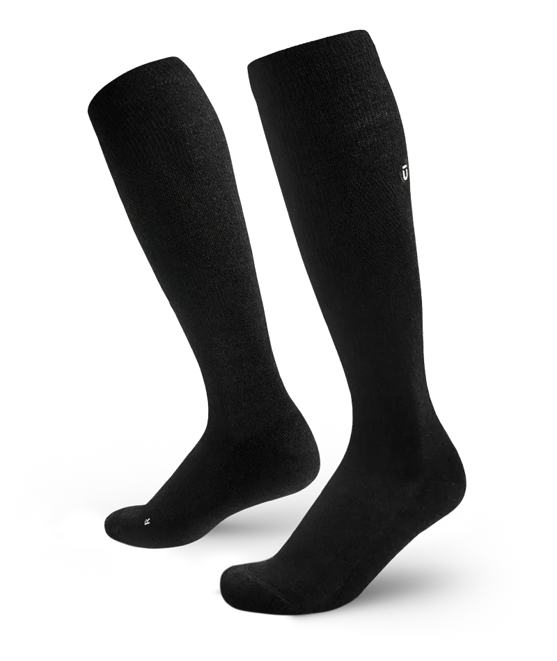 Flagship Black Merino Wool Knee High Compression Socks