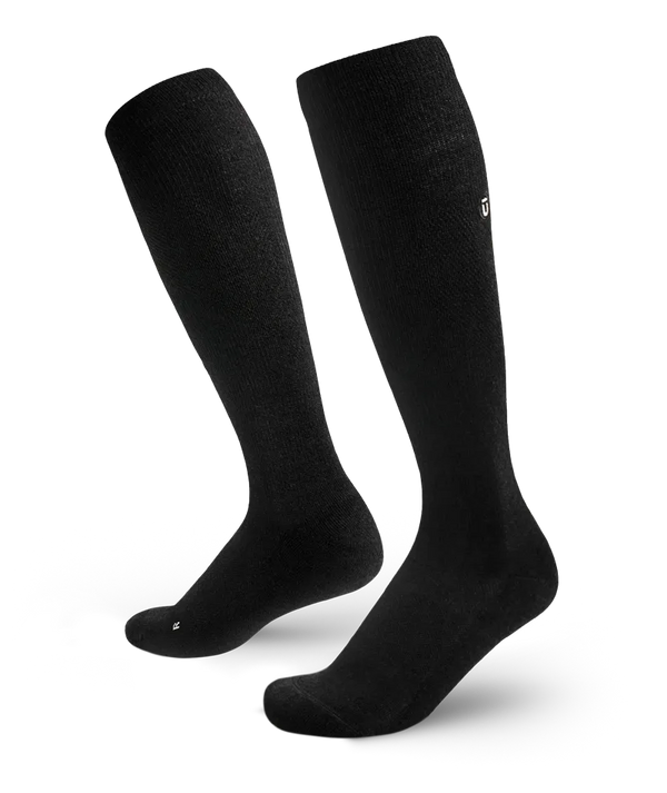 Flagship Black Merino Wool Knee High Compression Socks
