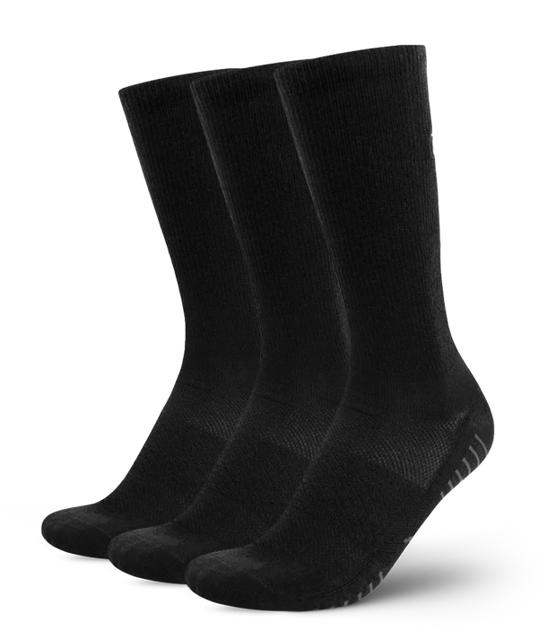Flagship Black Merino Wool Lite Crew Socks 3-Pack