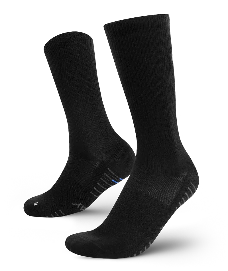 Flagship Black Merino Wool Lite Crew Socks