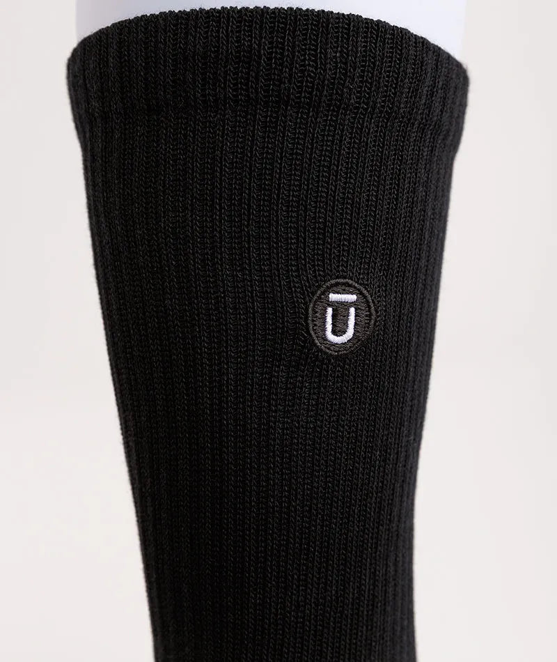 Flagship Black Supima Cotton Crew Socks 3-Pack