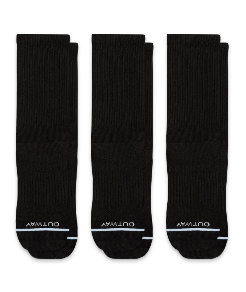 Flagship Black Supima Cotton Crew Socks 3-Pack
