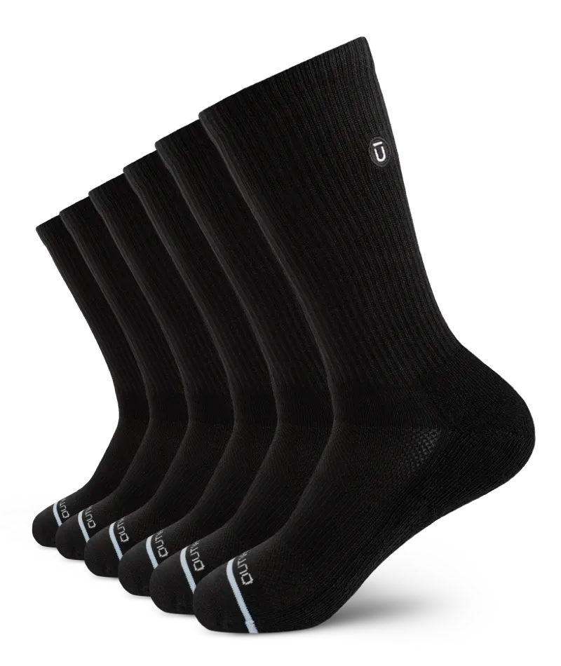 Flagship Black Supima Cotton Crew Socks 6-Pack