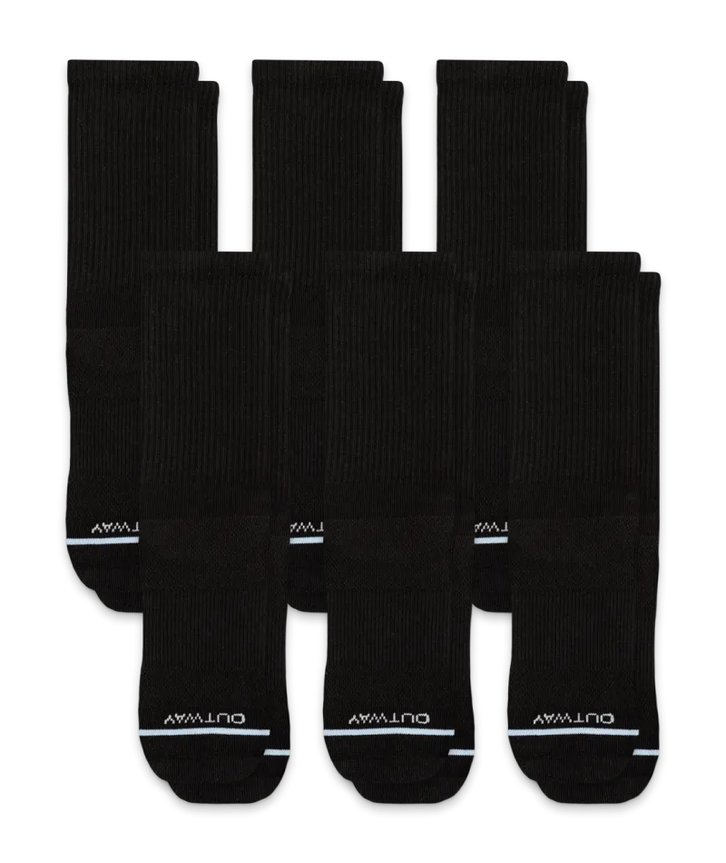 Flagship Black Supima Cotton Crew Socks 6-Pack