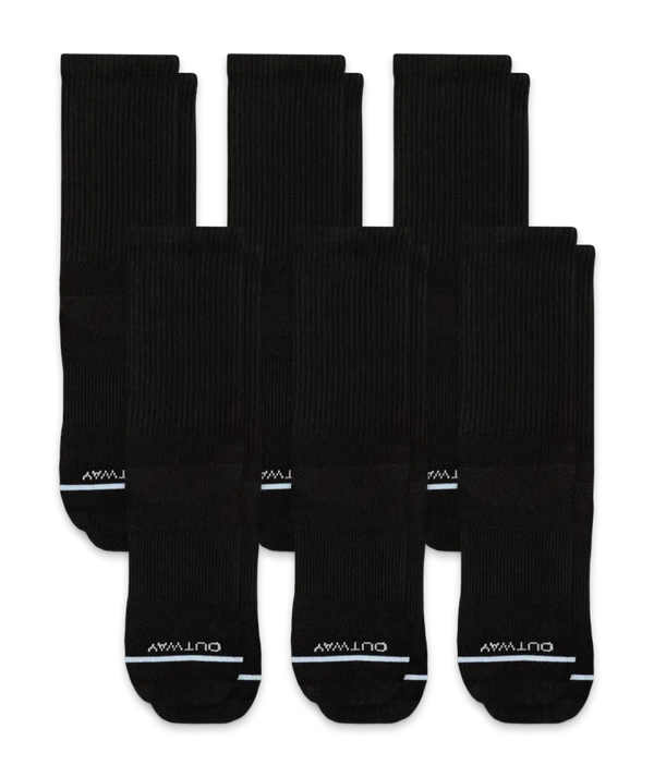 Flagship Black Supima Cotton Crew Socks 6-Pack