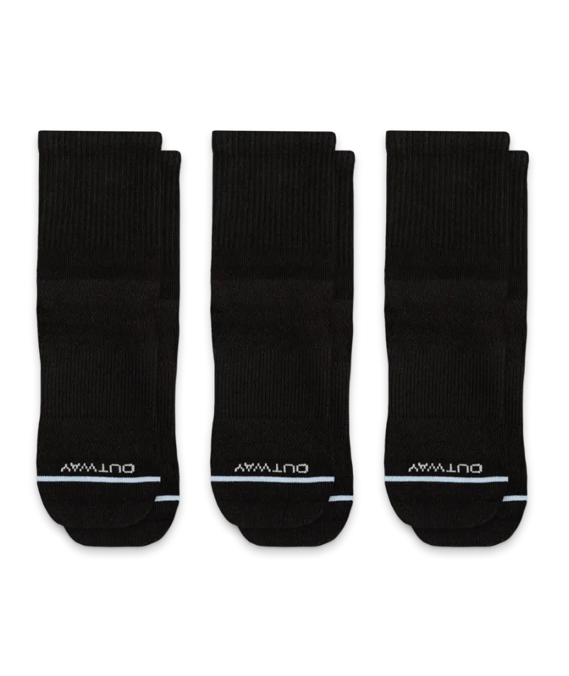 Flagship Black Supima Cotton Quarter Socks 3-Pack