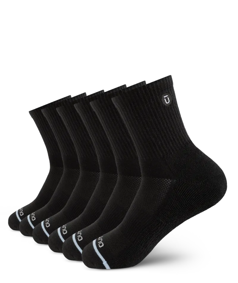Flagship Black Supima Cotton Quarter Socks 6-Pack