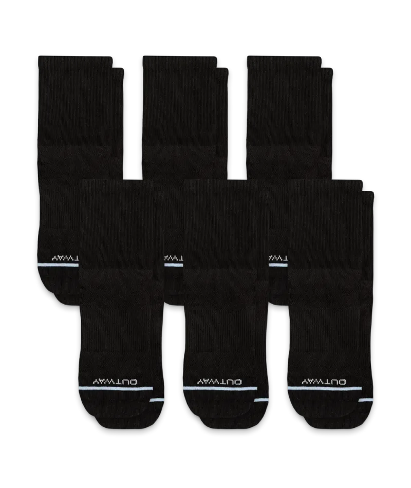 Flagship Black Supima Cotton Quarter Socks 6-Pack