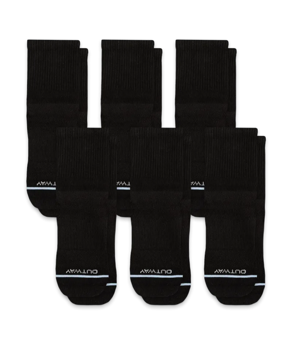 Flagship Black Supima Cotton Quarter Socks 6-Pack
