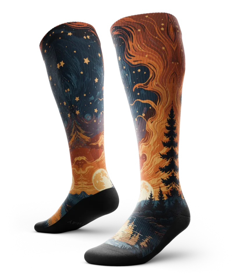 Fiery Night Athletic Knee High Compression Socks