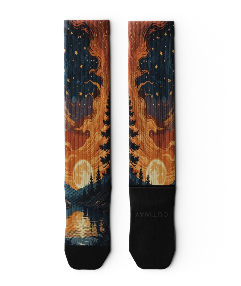 Fiery Night Athletic Knee High Compression Socks