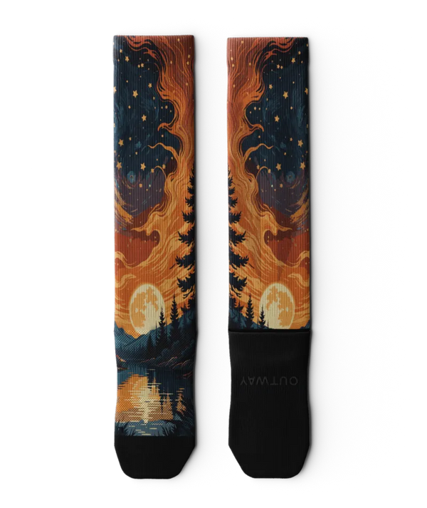 Fiery Night Athletic Knee High Compression Socks