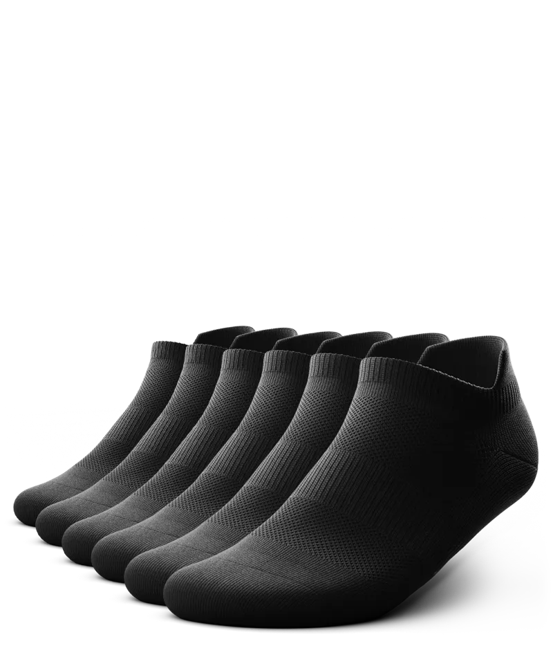 Flagship Black Athletic Ankle Socks V1 6-Pack