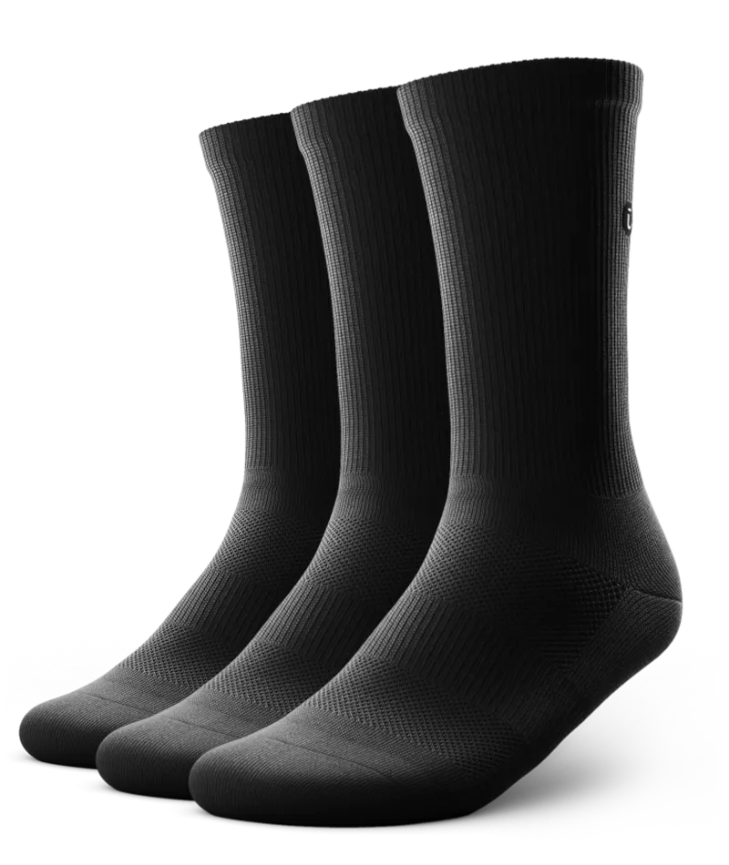 Flagship Black Athletic Crew Socks V1 3-Pack