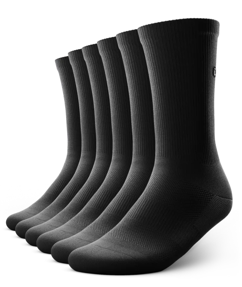 Flagship Black Athletic Crew Socks V1 6-Pack