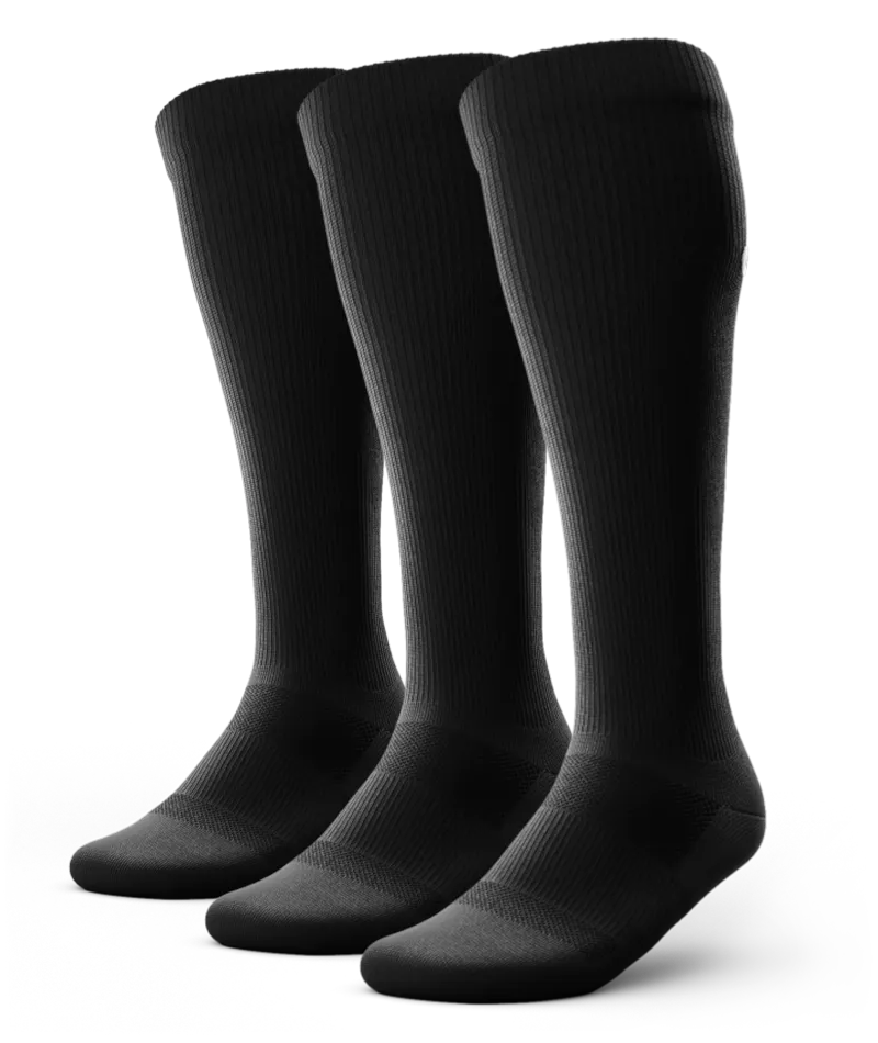 Flagship Black Athletic Knee High Compression Socks 3-Pack