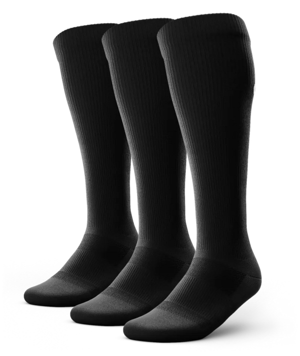 Flagship Black Athletic Knee High Compression Socks 3-Pack