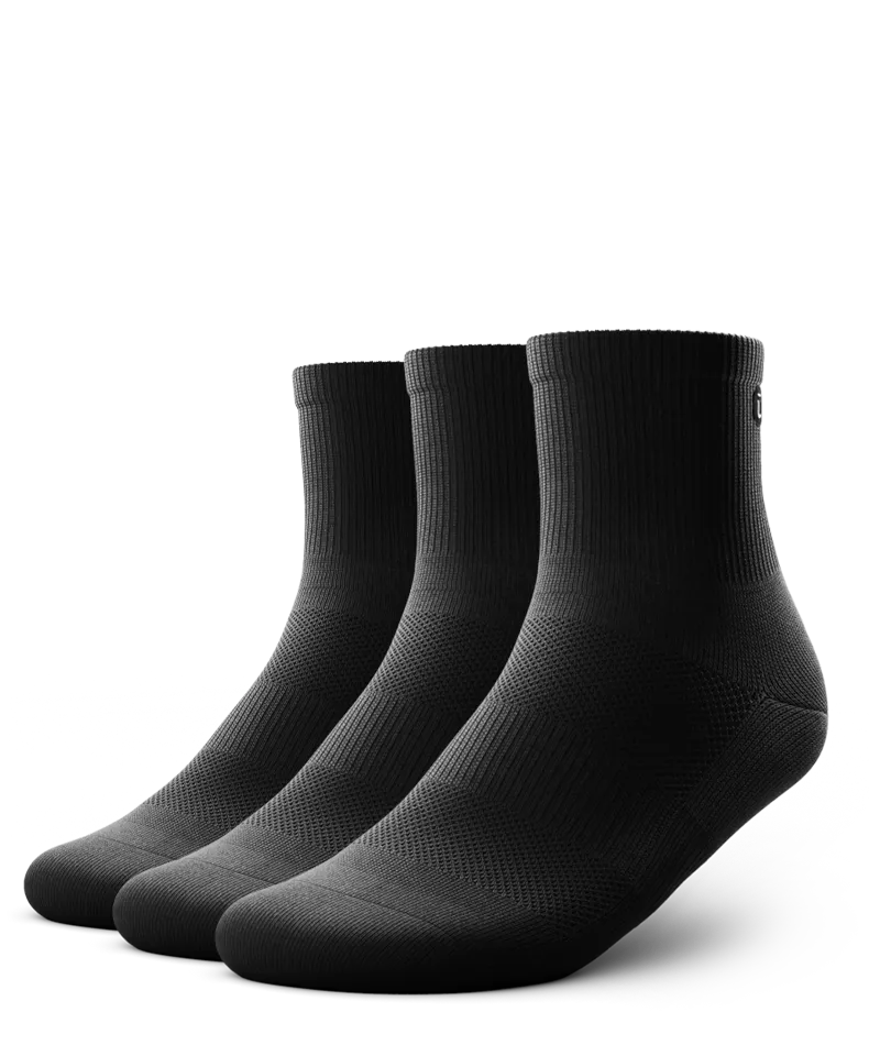 Flagship Black Athletic Quarter Socks V1 3-Pack