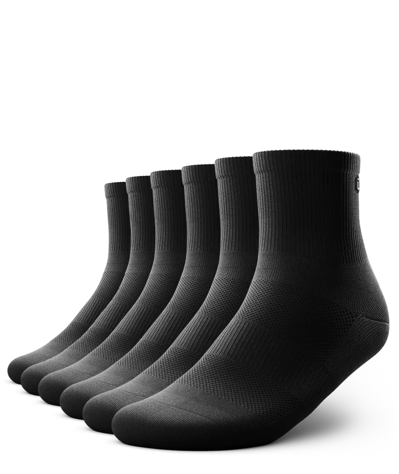 Flagship Black Athletic Quarter Socks V1 6-Pack