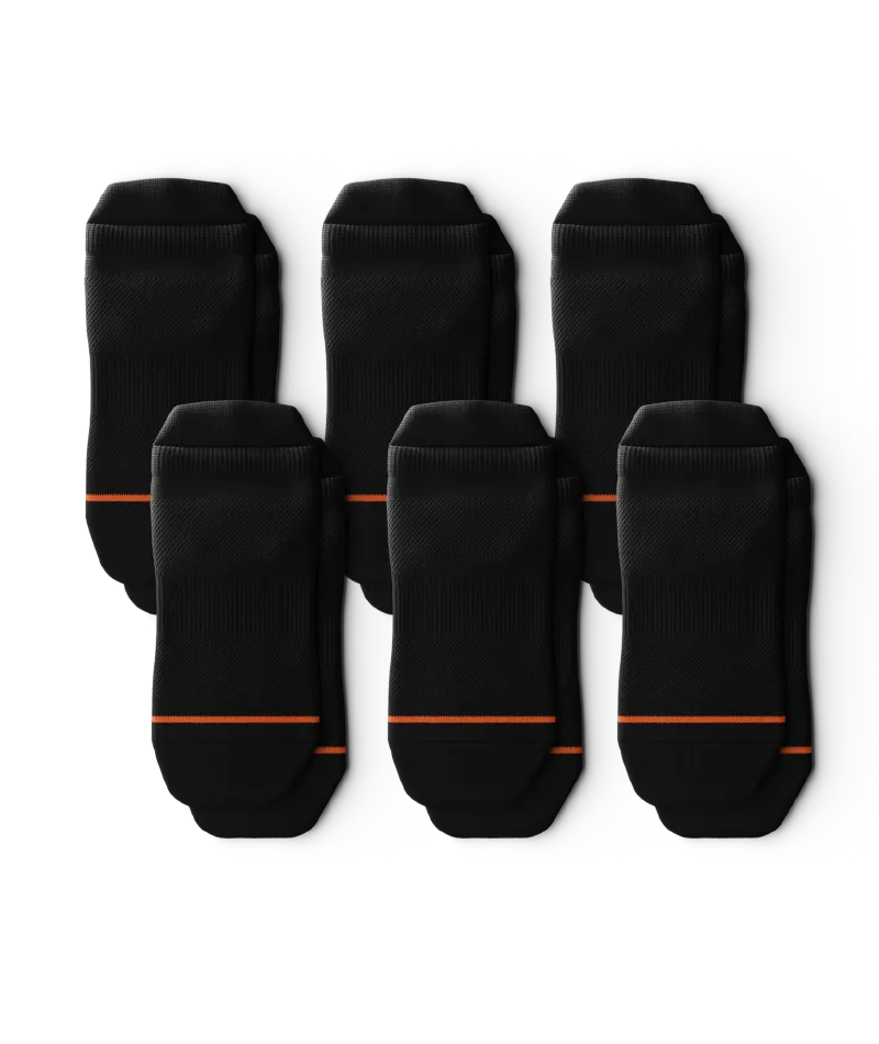Flagship Black Athletic Ankle Socks 6-Pack