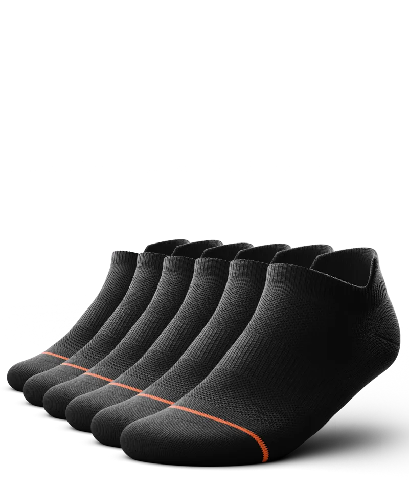 Flagship Black Athletic Ankle Socks 6-Pack