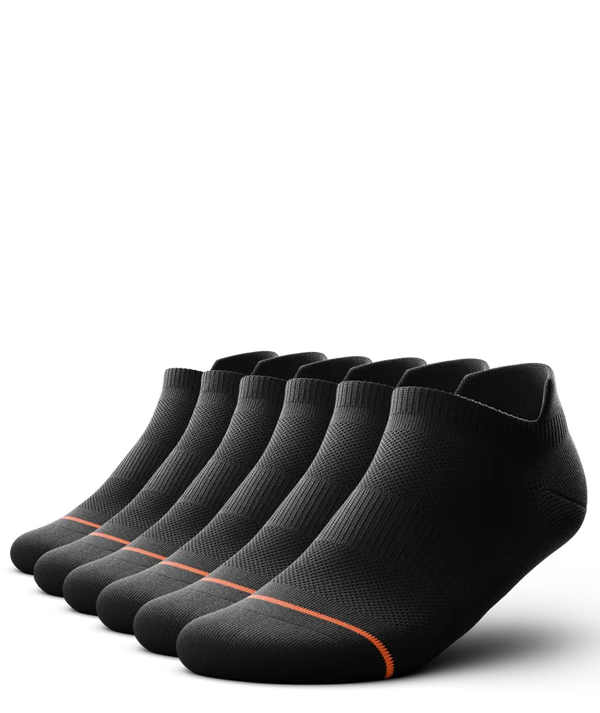 Flagship Black Athletic Ankle Socks 6-Pack