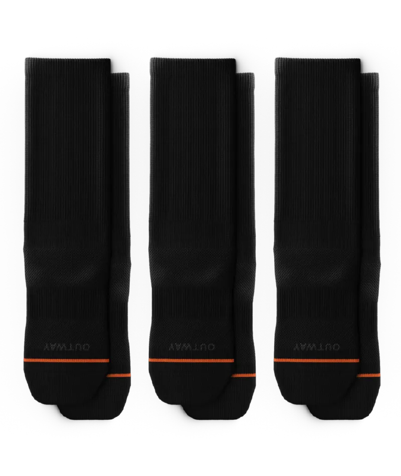 Flagship Black Athletic Crew Socks 3-Pack