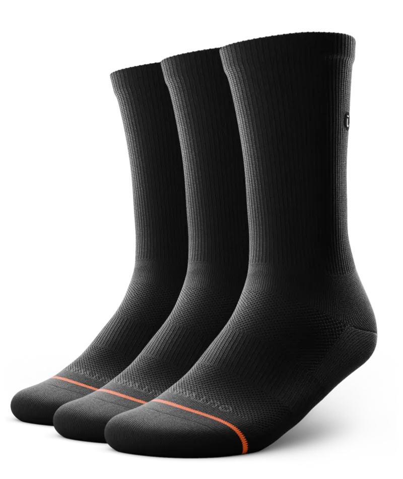 Flagship Black Athletic Crew Socks 3-Pack