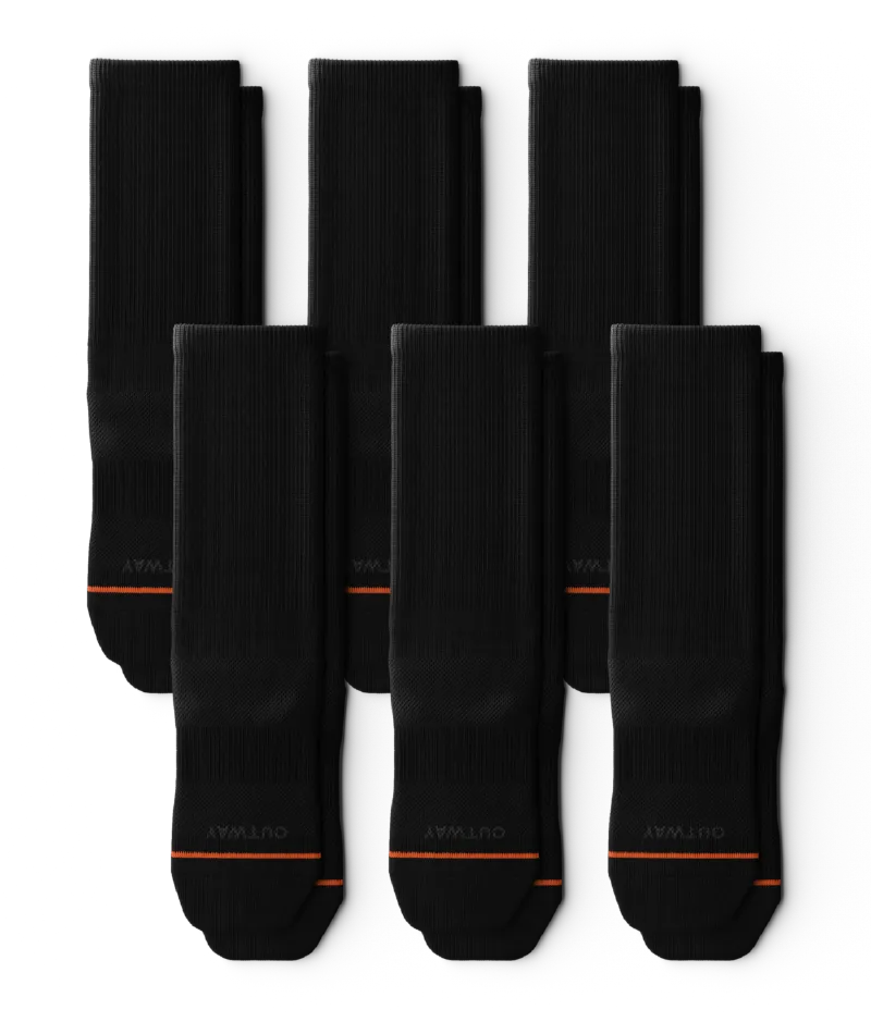Flagship Black Athletic Crew Socks 6-Pack