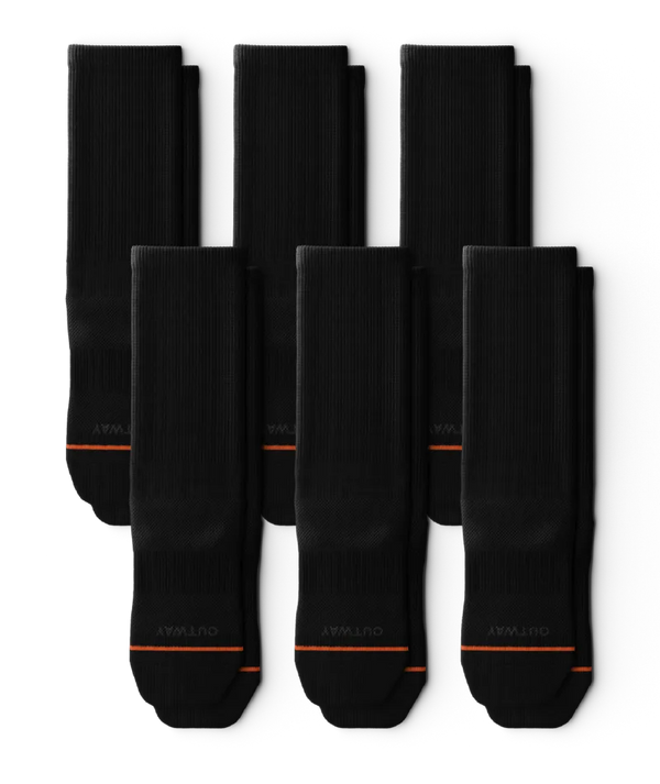 Flagship Black Athletic Crew Socks 6-Pack