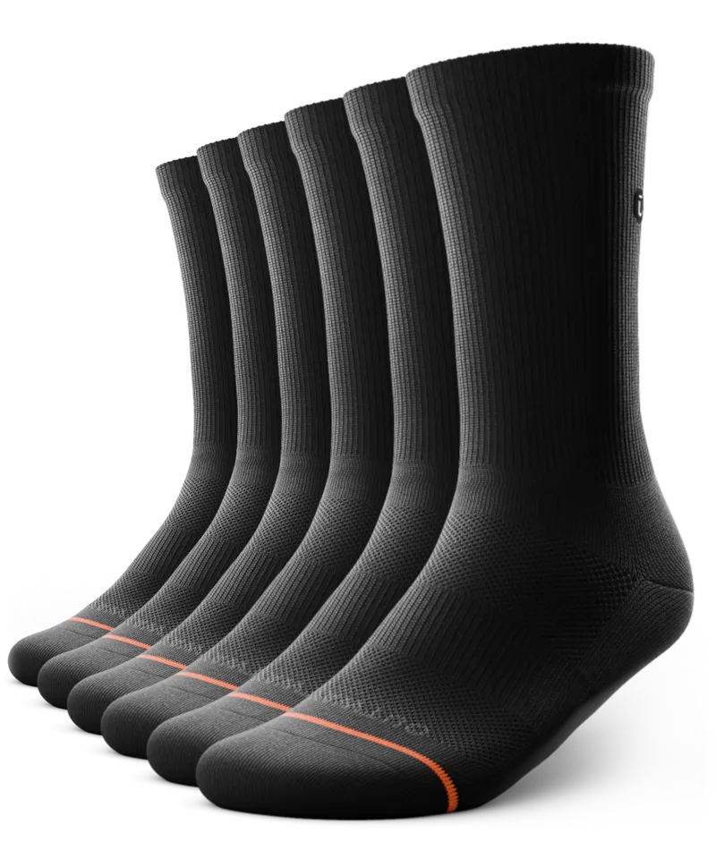 Flagship Black Athletic Crew Socks 6-Pack