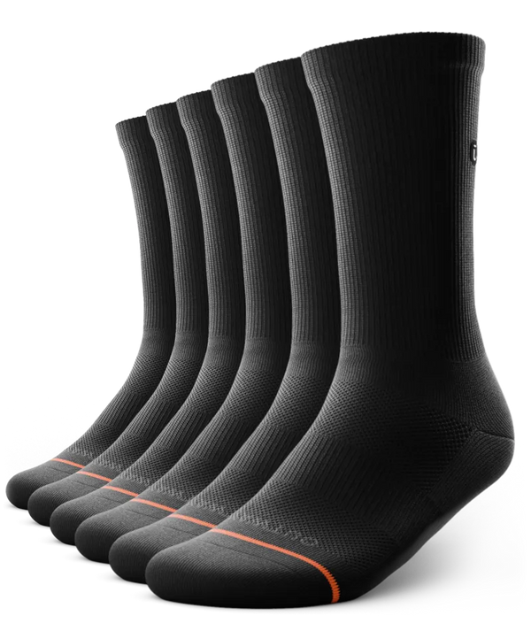 Flagship Black Athletic Crew Socks 6-Pack