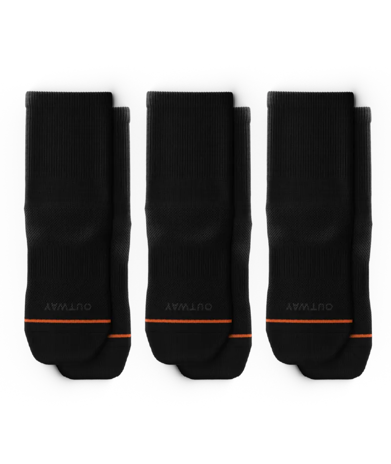 Flagship Black Athletic Quarter Socks 3-Pack