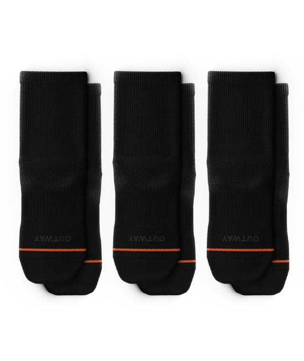 Flagship Black Athletic Quarter Socks 3-Pack