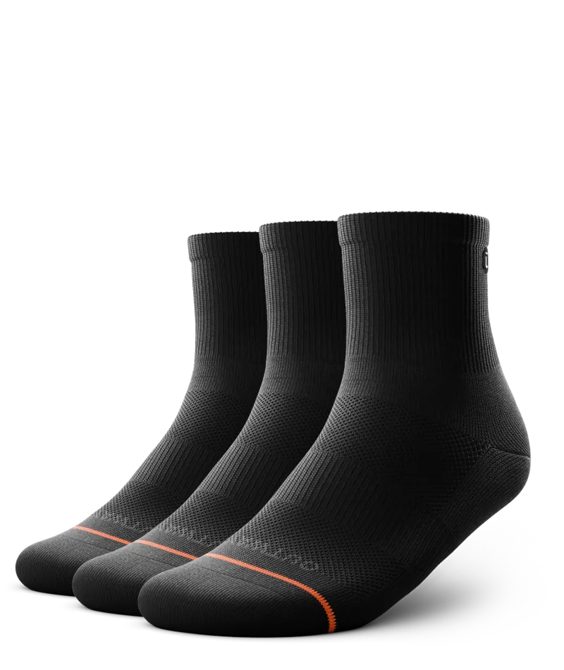 Flagship Black Athletic Quarter Socks 3-Pack
