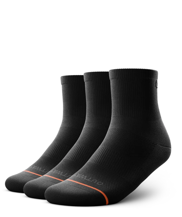 Flagship Black Athletic Quarter Socks 3-Pack