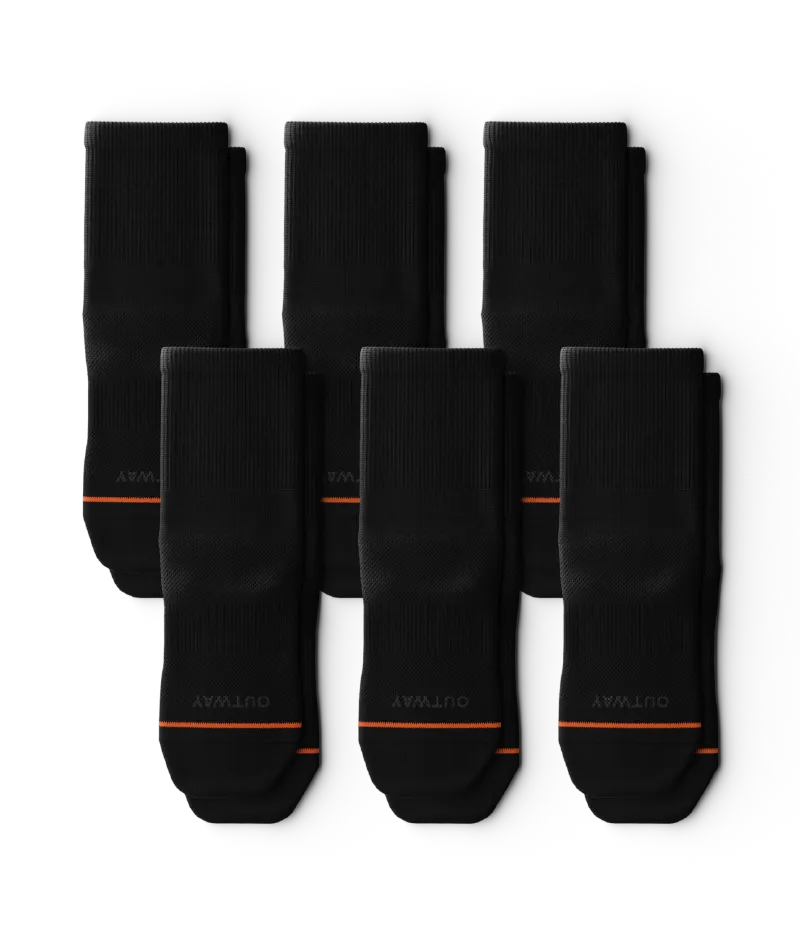 Flagship Black Athletic Quarter Socks 6-Pack