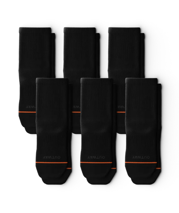 Flagship Black Athletic Quarter Socks 6-Pack