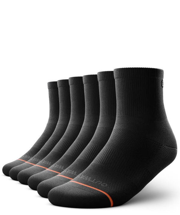 Flagship Black Athletic Quarter Socks 6-Pack