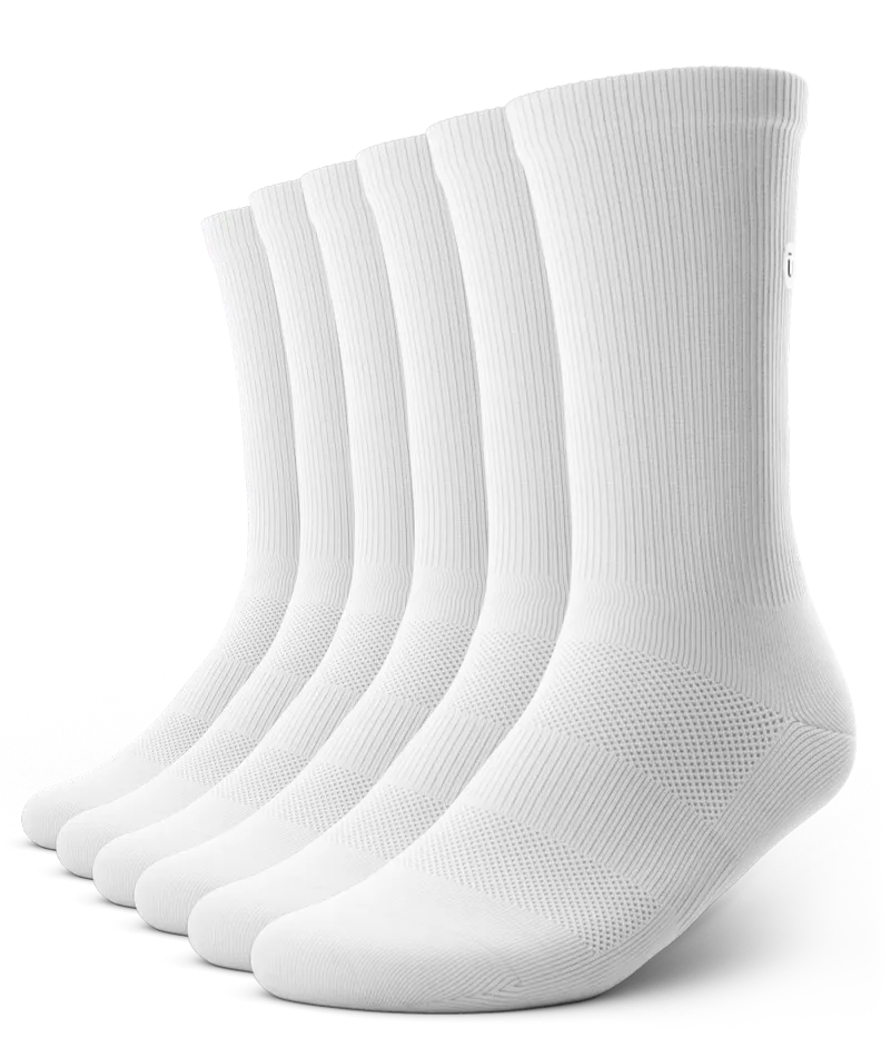 Flagship White Athletic Crew Socks V1 6-Pack
