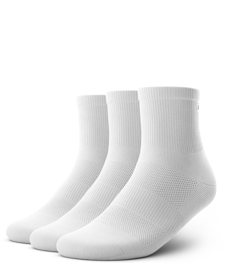 Flagship White Athletic Quarter Socks V1 3-Pack