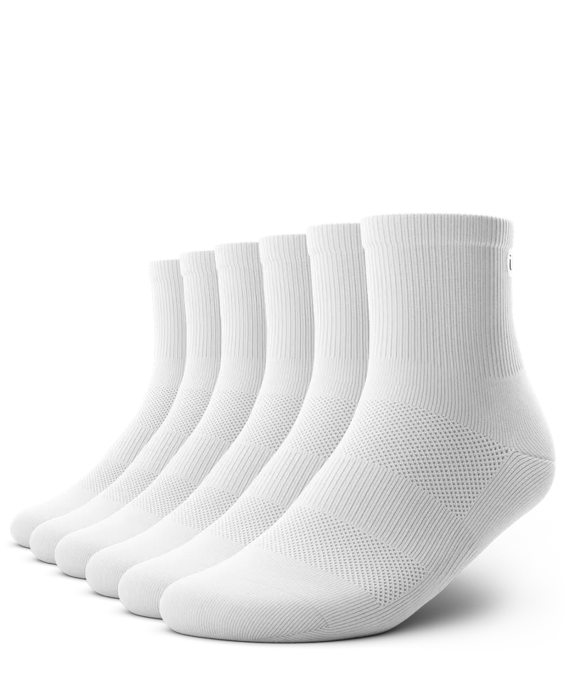 Flagship White Athletic Quarter Socks V1 6-Pack