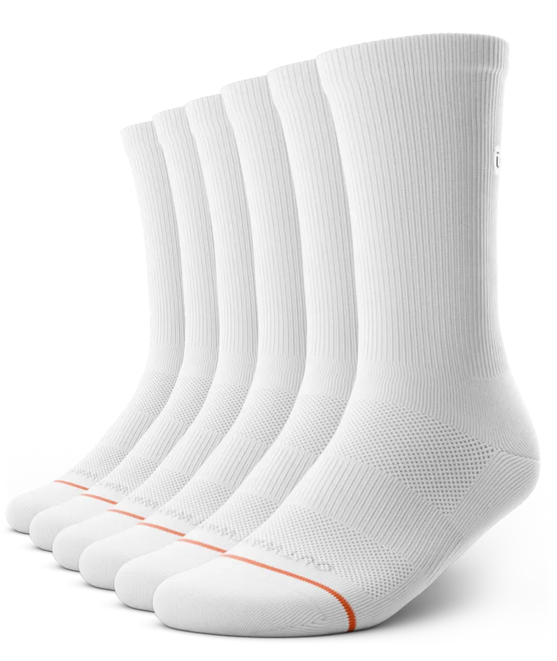 Flagship White Athletic Crew Socks 6-Pack