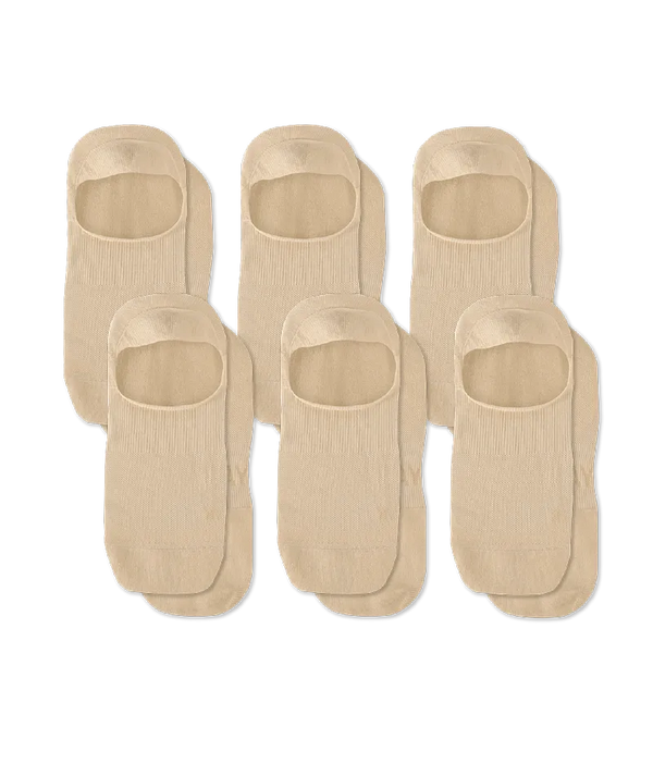 Flagship Beige No Show Socks 6-Pack