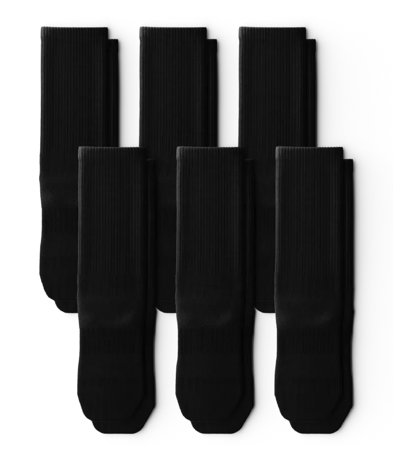 Flagship Black Athletic Crew Socks V1 6-Pack