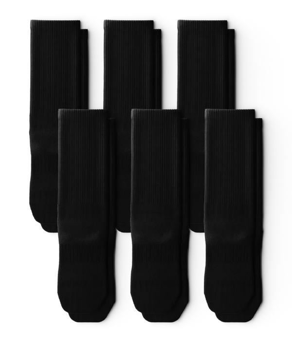 Flagship Black Athletic Crew Socks V1 6-Pack